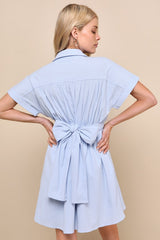 Breeze By Light Blue Tie-Back Mini Dress With Pockets