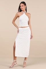 Daisy Ivory Pointelle Knit Midi Skirt