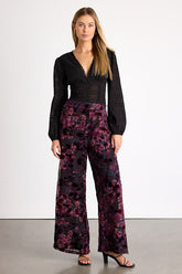 Astley Black Multi Floral Burnout Wide-Leg Pants