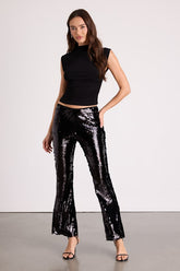Christella Black Sequin Low-Rise Flare Pants