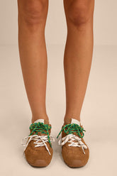 Aziel Camel Suede Leather Lace-Up Sneakers