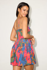 Dorothy Pink Multi Floral Print Pleated Mini Dress