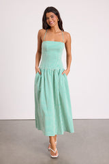 Lanny Green Gingham Lace-Up Midi Dress
