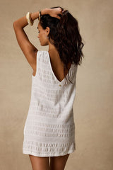 Sandy Cove White Smocked Mini Dress