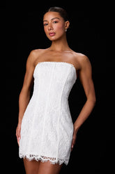 Daley White Lace Strapless Mini Dress