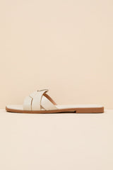 Dinny Ivory Croc-Embossed Slide Sandals