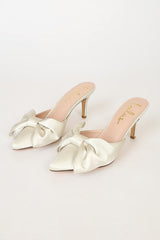 Lyle Ivory Satin Pointed-Toe Mules