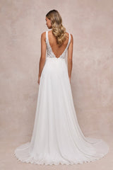 Forever Promised White Chiffon Embroidered Sequin Maxi Dress