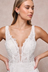 Forever Promised White Chiffon Embroidered Sequin Maxi Dress