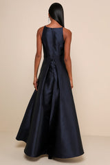 Broadway Show Navy Blue High-Low Gown