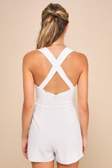 Latest Crush White Sleeveless Backless Skort Romper