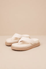 Amaya Bone Raffia Flatform Flip Flops