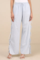Palila Blue and White Striped Side-Tie Pants