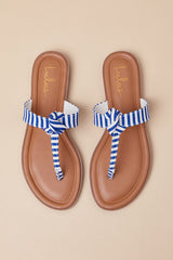 Roderick Blue and White Striped Thong Sandals