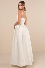 Gorgeous Extravagance Ivory Floral Jacquard Maxi Dress