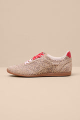 Laini Tan Leopard Printed Suede Leather Lace-Up Sneakers