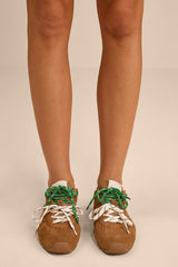 Aziel Camel Suede Leather Lace-Up Sneakers