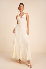 Samalia Ivory Sleeveless Applique Maxi Dress