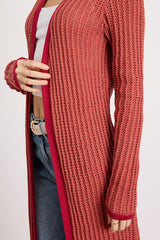 Kaveri Rust Open-Front Duster Cardigan