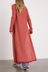 Kaveri Rust Open-Front Duster Cardigan