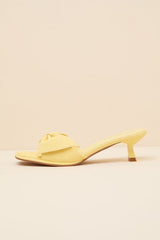 Pompano Yellow Bow Kitten Heel Slide Sandals