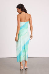 Jaylah Mint Multi Mesh Strapless Midi Dress