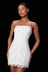 Daley White Lace Strapless Mini Dress