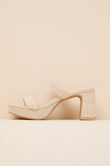 Echo Natural Raffia Platform High Heel Slide Sandals