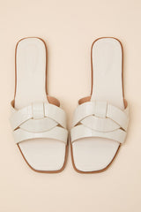 Dinny Ivory Croc-Embossed Slide Sandals