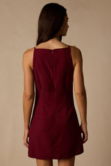 Chic Ease Wine Red Sleeveless Mini Dress