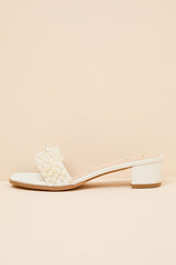Adelaide Bone Pearl High Heel Slide Sandals