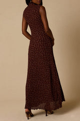 Aven Burgundy Multi Textured Maxi Dress
