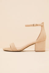 Harper Natural Suede Ankle Strap Heels