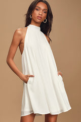 Love of Mine White Halter Swing Dress